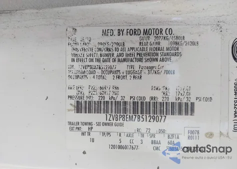 2011 Ford Mustang V6 из США, поврежденный, VIN 1ZVBP8EM7B5129077